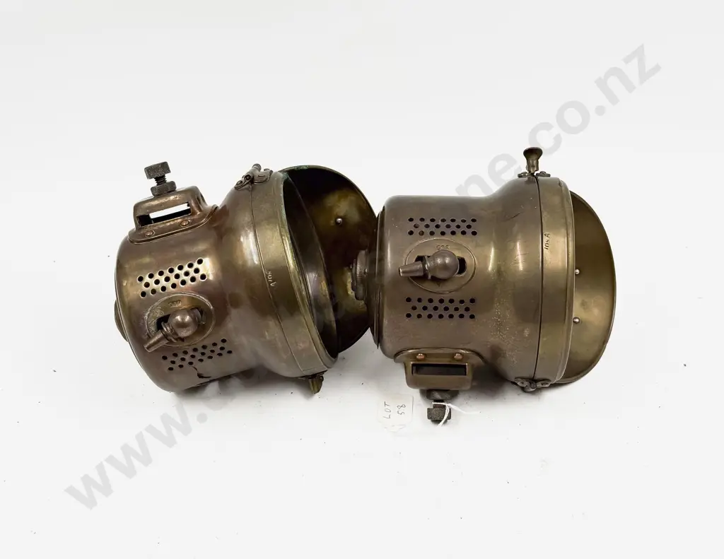 Pair Antique Brass Powell & Hanmer No128 Lamps Image 1++