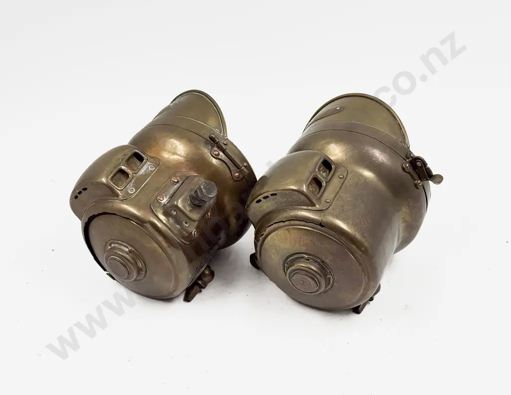 Pair Antique Brass Powell & Hanmer No128 Lamps Image 1++