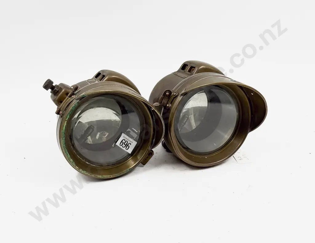 Pair Antique Brass Powell & Hanmer No128 Lamps Image 1++