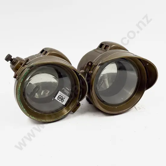 Pair Antique Brass Powell & Hanmer No128 Lamps