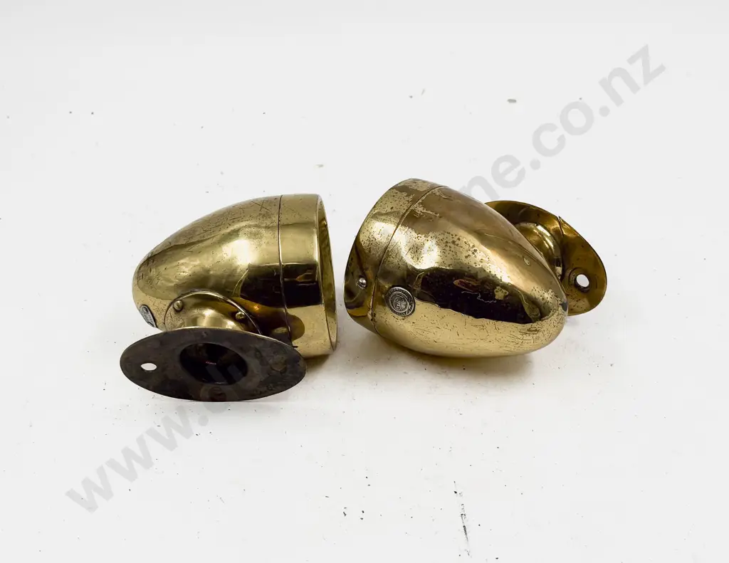 Pair Rotax All Brass Electric Head Lamps Image 1++