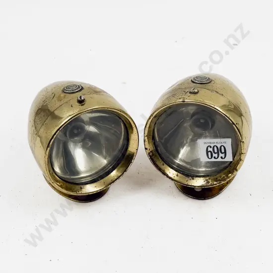 Pair Rotax All Brass Electric Head Lamps
