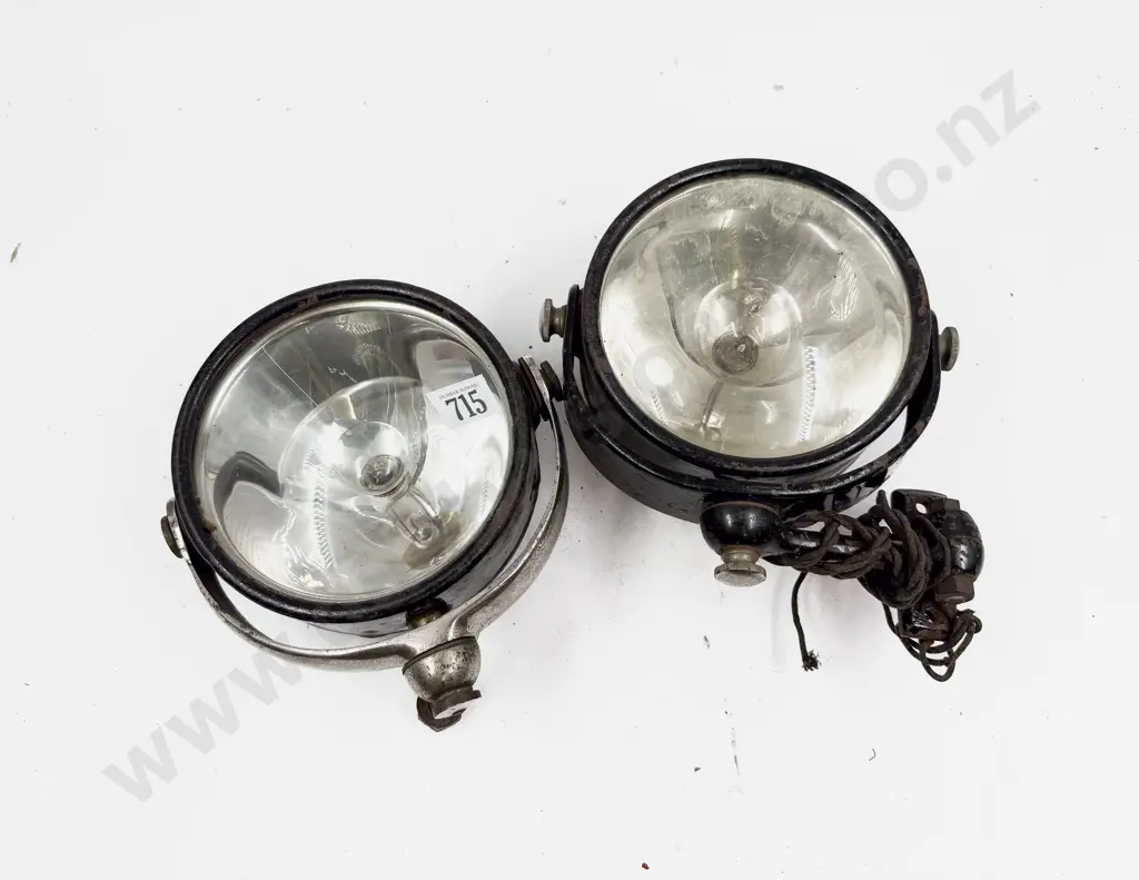 Two Stewart Made in USA Model 176-A Vintage Search Lights with Brackets Image 1++