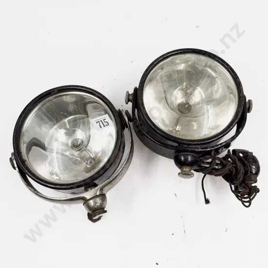 Two Stewart Made in USA Model 176-A Vintage Search Lights with Brackets