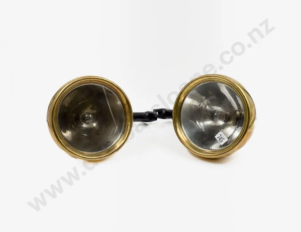 Pair Lucas C1922 Morris Cowley Bullnose Polished Brass Headlamps Image 1++