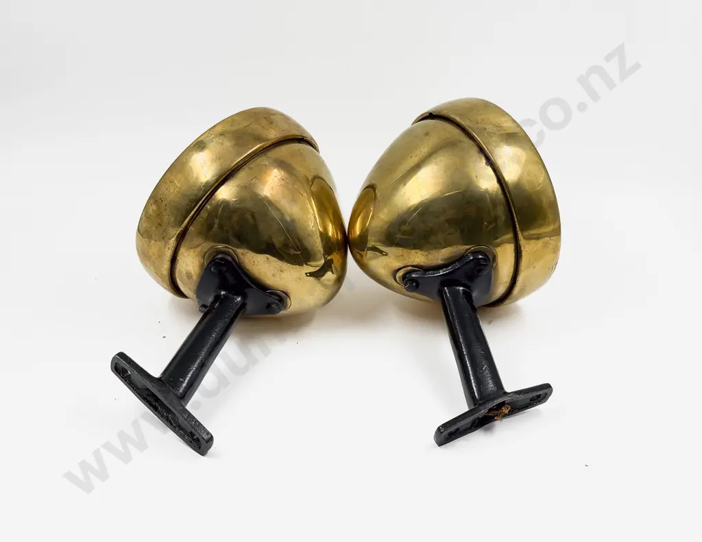 Pair Lucas C1922 Morris Cowley Bullnose Polished Brass Headlamps Image 1++