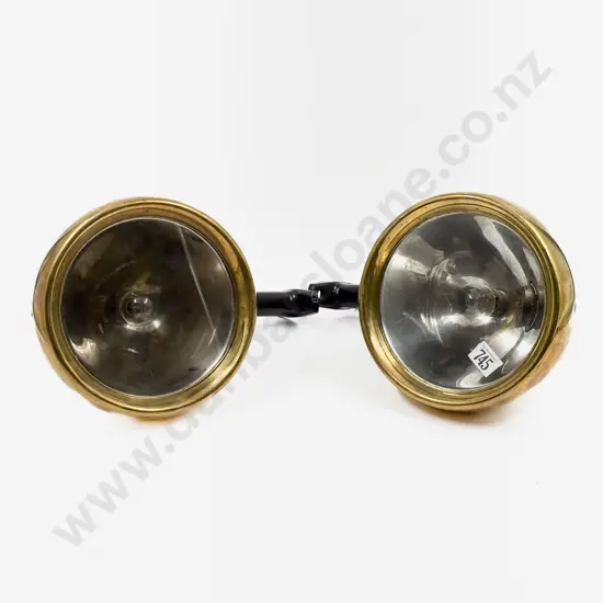 Pair Lucas C1922 Morris Cowley Bullnose Polished Brass Headlamps