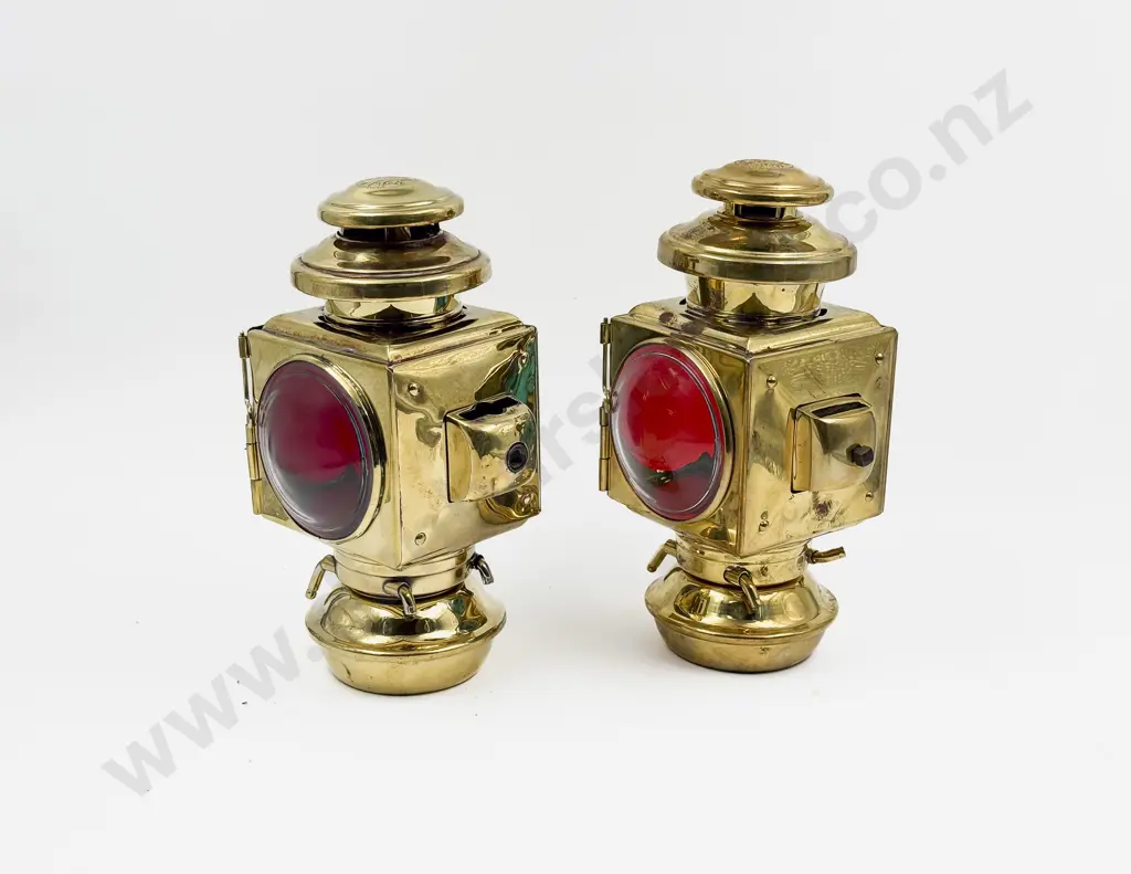 Pair Replica Brass E & J Ford Model T Kerosene Head Lamps Image 1++