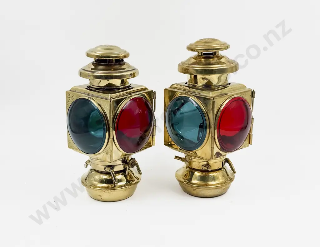 Pair Replica Brass E & J Ford Model T Kerosene Head Lamps Image 1++
