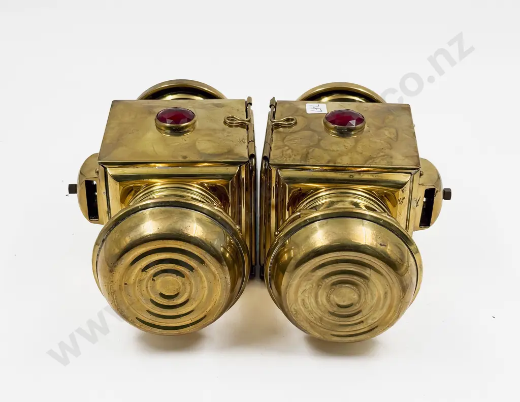 Pair Replica Brass E & J Ford Model T Kerosene Head Lamps Image 1++