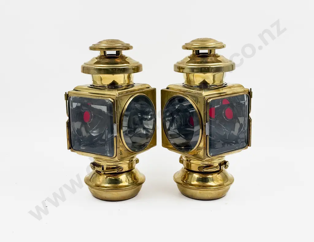 Pair Replica Brass E & J Ford Model T Kerosene Head Lamps Image 1++