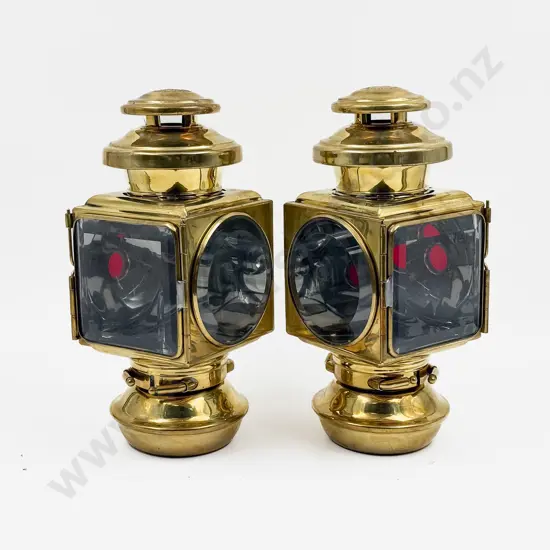 Pair Replica Brass E & J Ford Model T Kerosene Head Lamps