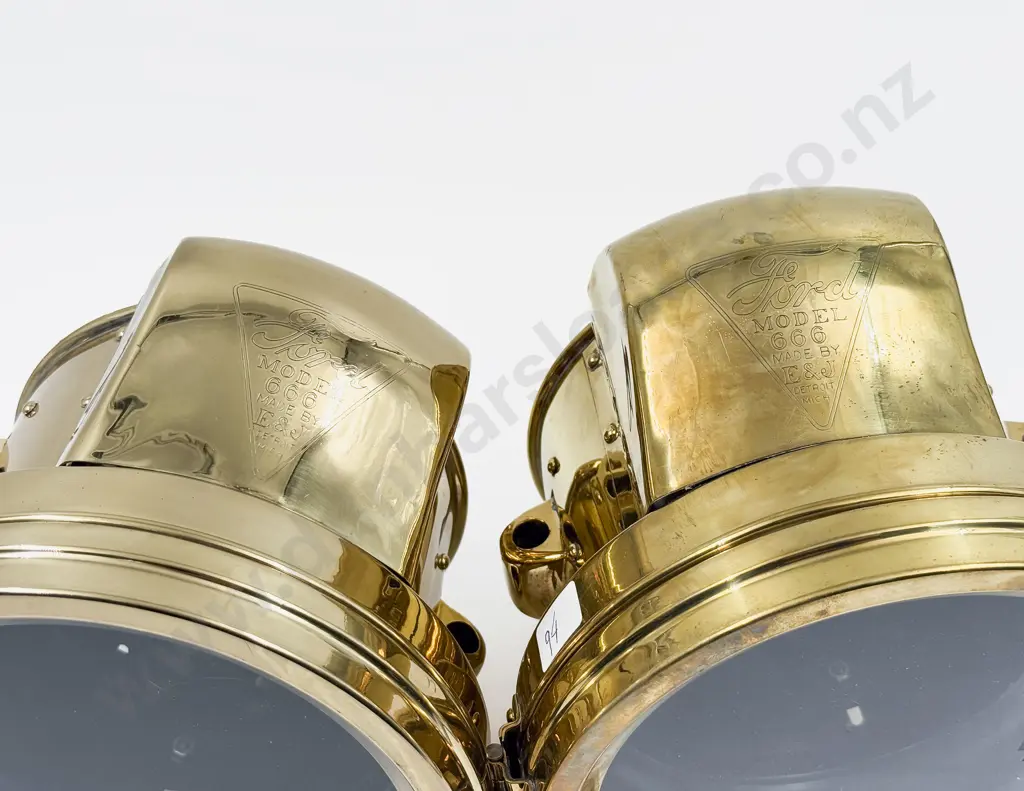 Pair of Replica Brass Edmunds & Jones E & J Ford Model 666 Head Lamps Image 1++