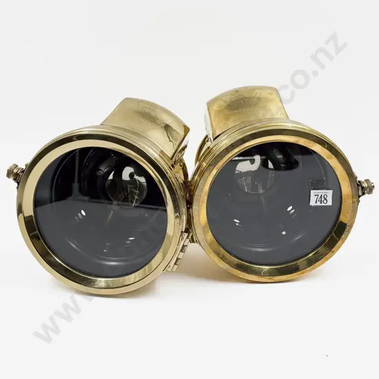 Pair of Replica Brass Edmunds & Jones E & J Ford Model 666 Head Lamps