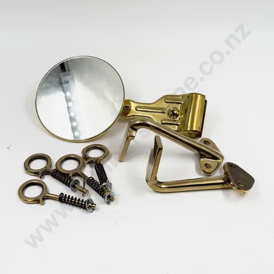 Replica Brass Outside Rear View Mirror with Pair Rear Light Mounting Bracket and Four Brass Hood Hooks