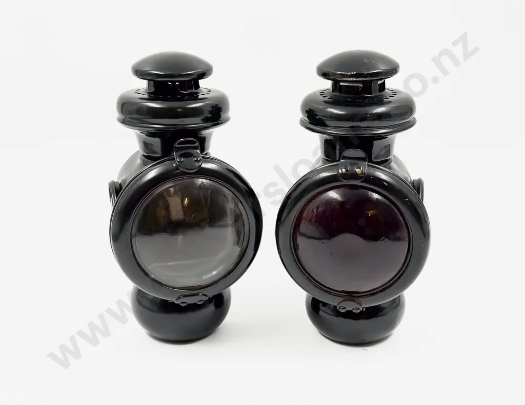 Two Mixed Type Model T Ford Kerosene Lamps - Ford-0 Brown and Ford Model 560 Image 1++