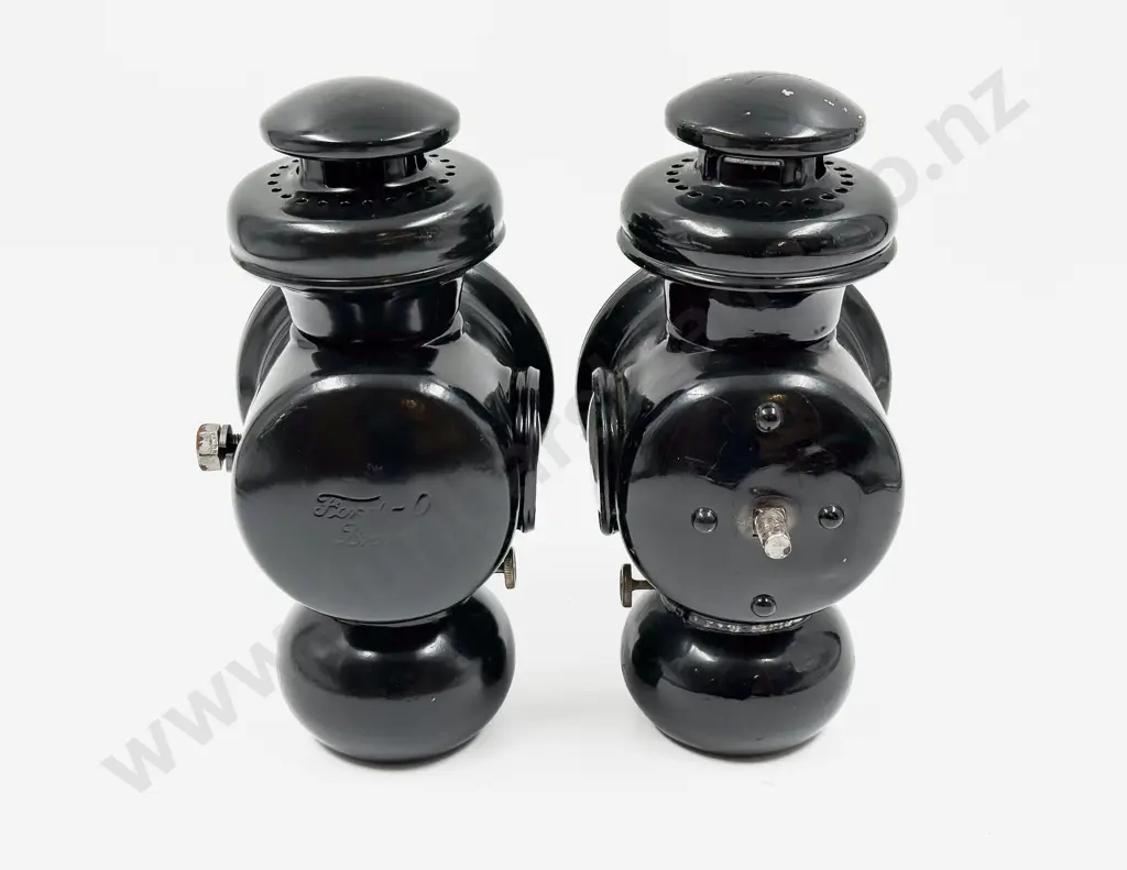 Two Mixed Type Model T Ford Kerosene Lamps - Ford-0 Brown and Ford Model 560 Image 1++