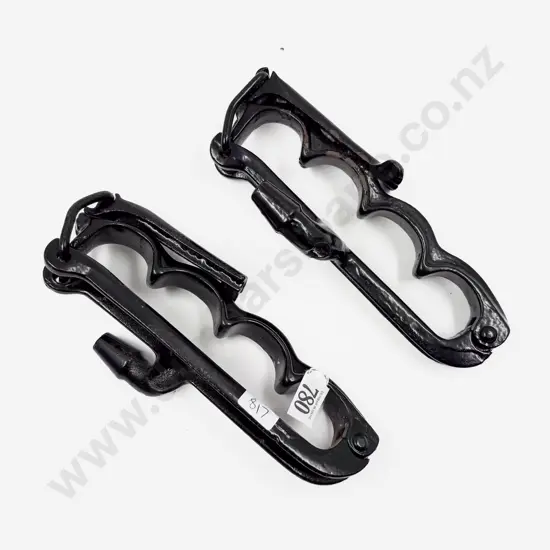 Restored Black Lacquered Model T Ford Top Bow Saddles/Clamp Pair RT & LT 223