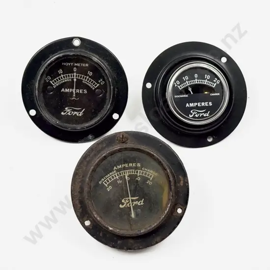 Two Vintage Ford Amperes and Replica Meter