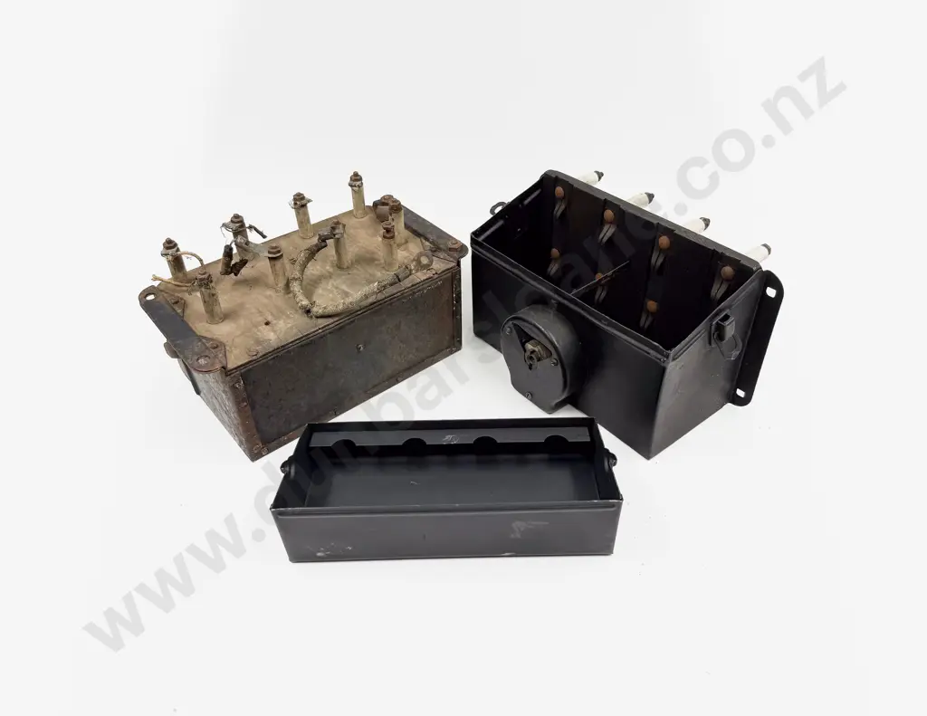 Vintage Ford Wooden Coil Box and Part Restored Metal Box Image 1++