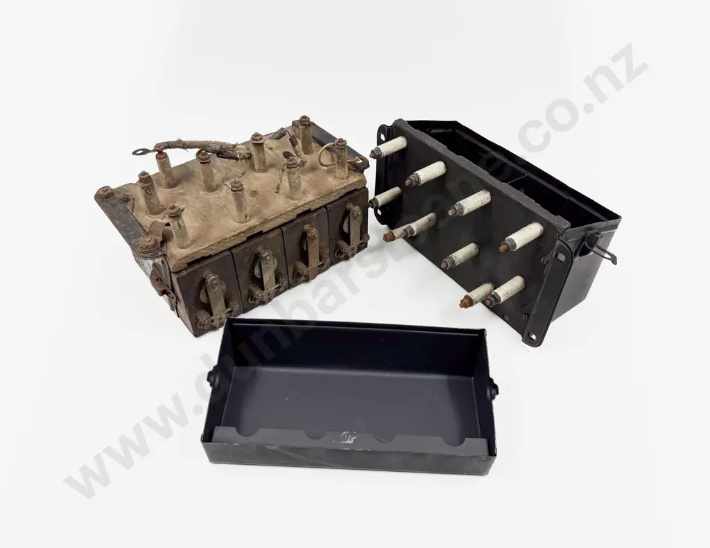 Vintage Ford Wooden Coil Box and Part Restored Metal Box Image 1++