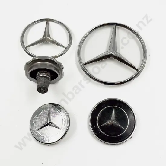 Mercedes Hood Emblem and Three Badges