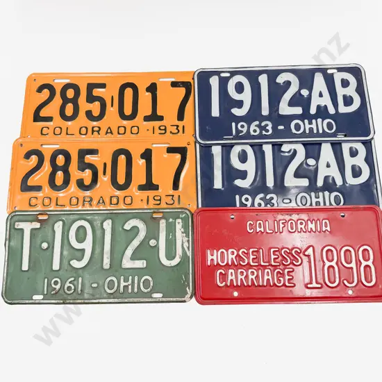 Two Pair and Two Single USA Automobile Number Plates