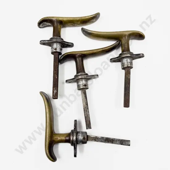 Vintage Set Four Brass Exterior Door Handles