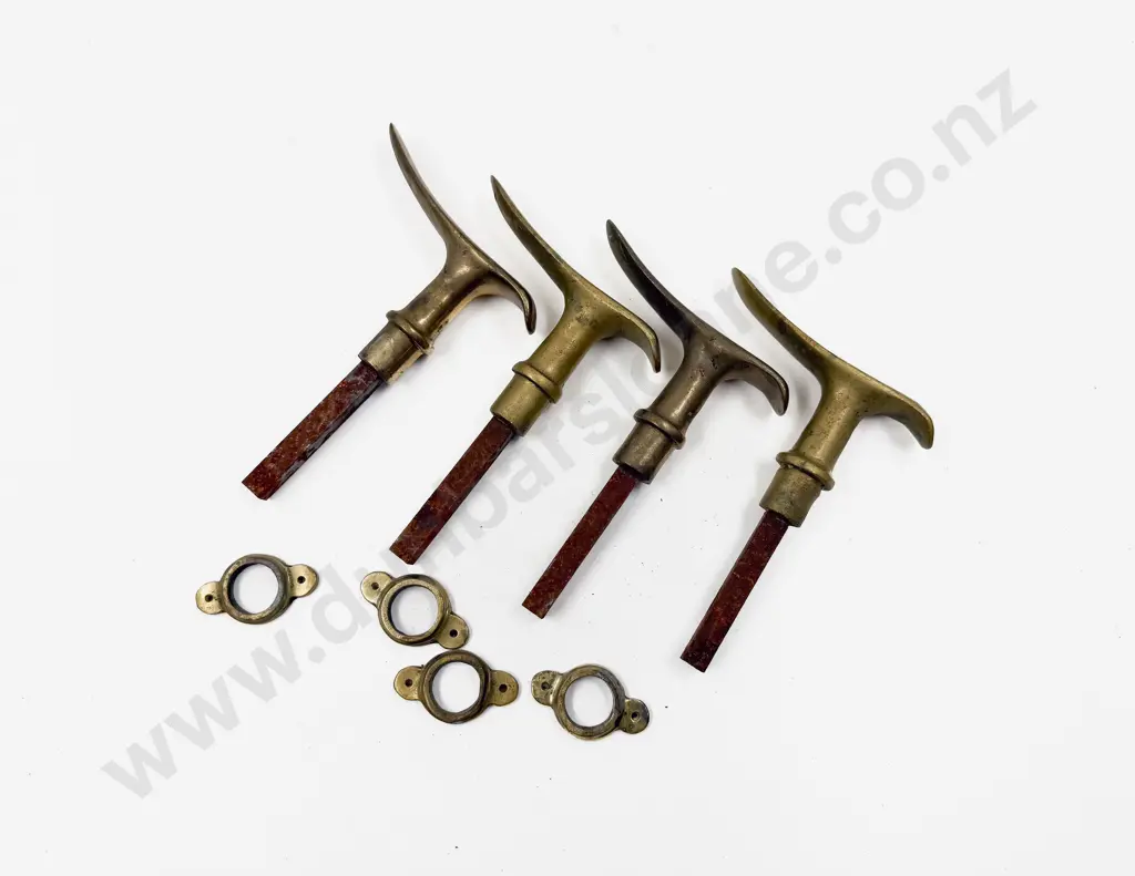 Vintage/Replica Set Four Brass Exterior Door Handles Image 1++