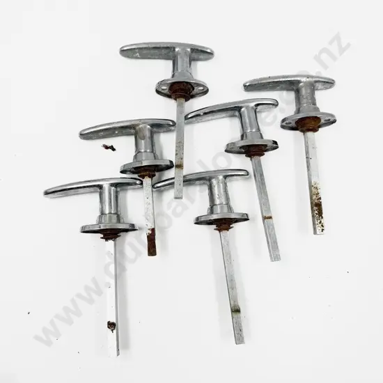 Set Six Vintage Chrome Plated Exterior Door Handles