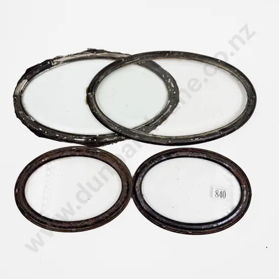 Five Pair Vintage Oval Rear Hood Window Frames and Bemo Glass Curtain Light Frames