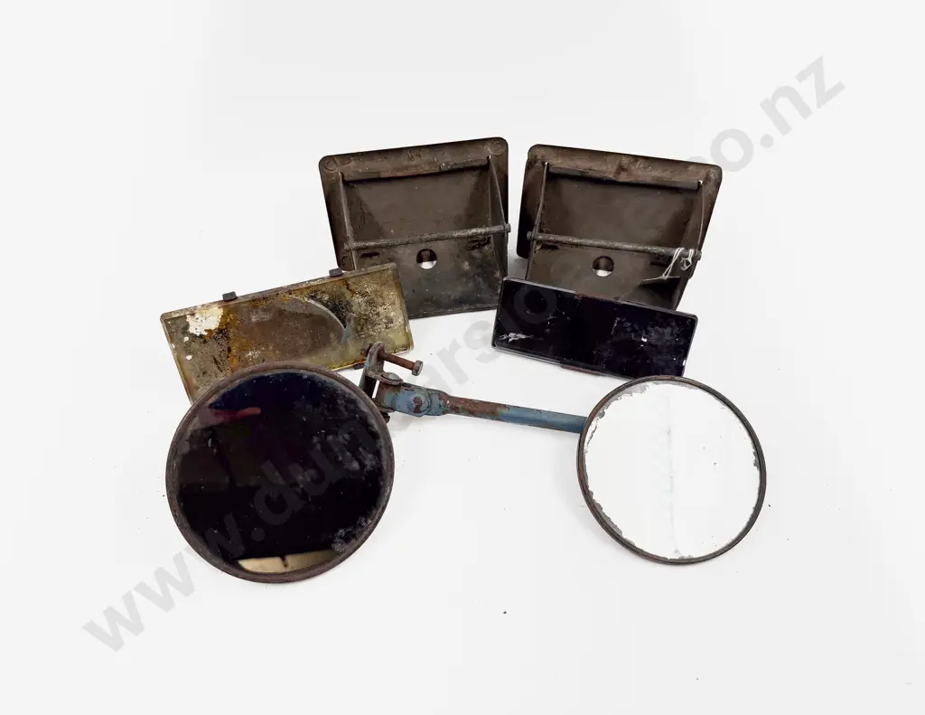 Antique Pair Air Vents with Vision Mirror on Bracket other and Two Rear Vision Mirrors Image 1++