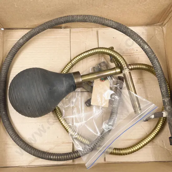 Two Vintage Horn Metal Tubes with Fittings and Brass Reeds