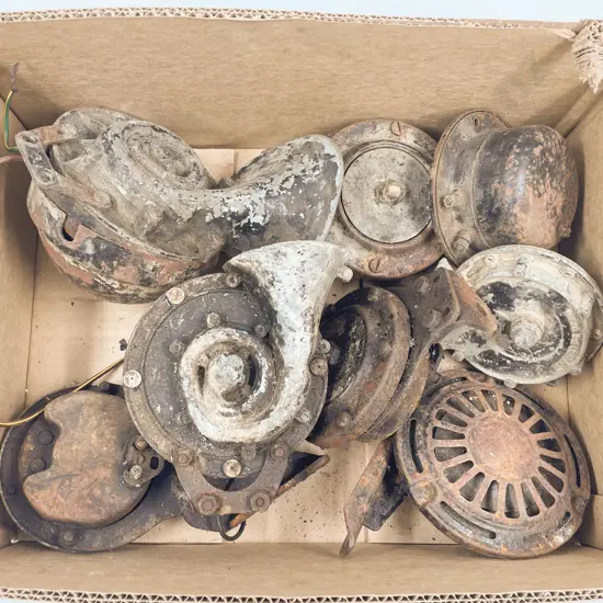 Vintage Automobile Sparton Snail and Lucas Horns and suitable for restoration and or parts