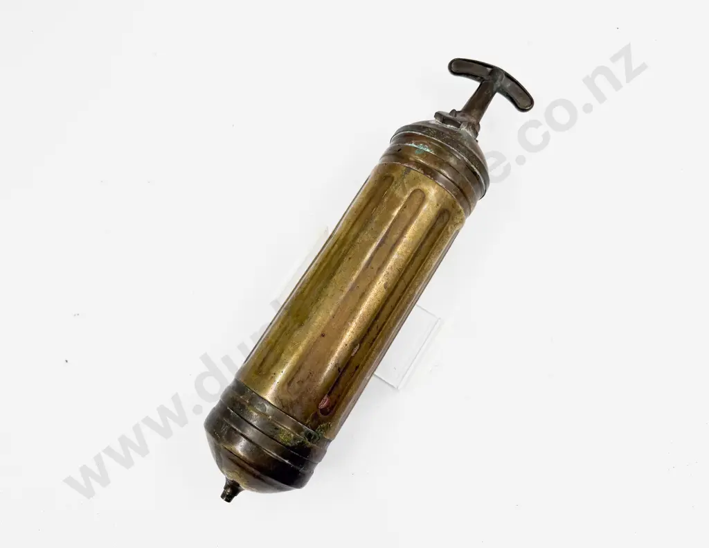 Two Antique Pyrene Brass Fire Extinguishers with single mounting Bracket Image 1++