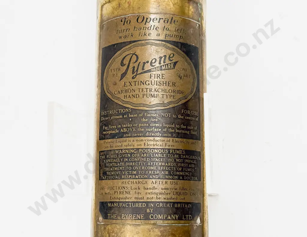 Two Antique Pyrene Brass Fire Extinguishers with single mounting Bracket Image 1++