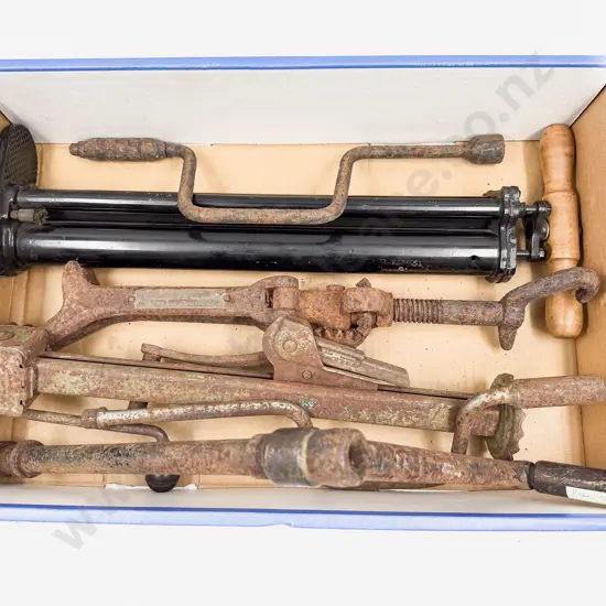 Three Vintage Tire Jacks with Hand Cranks