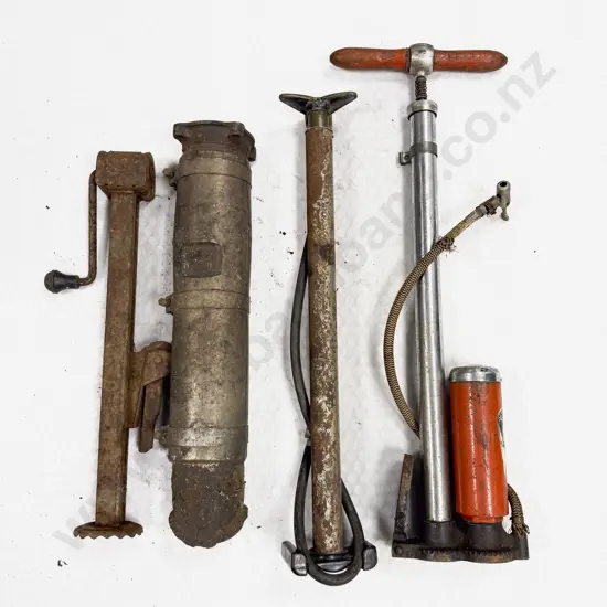 Vintage Tire Jack with Two Tire Pumps and Assorted