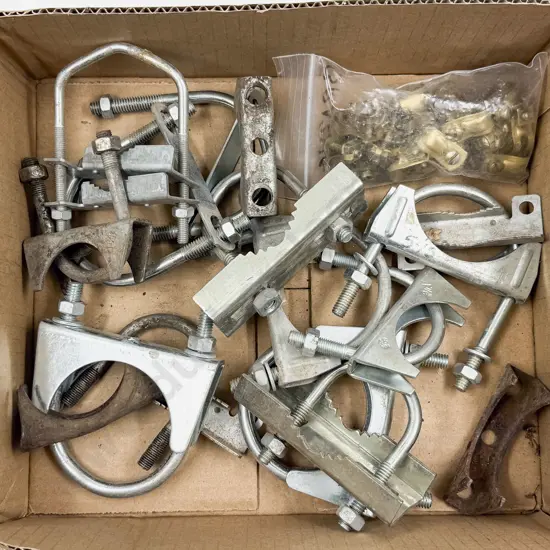 Qty U-Bolt Exhaust Pipe and Muffler Clamps and Brass Hose/Rod Clamps