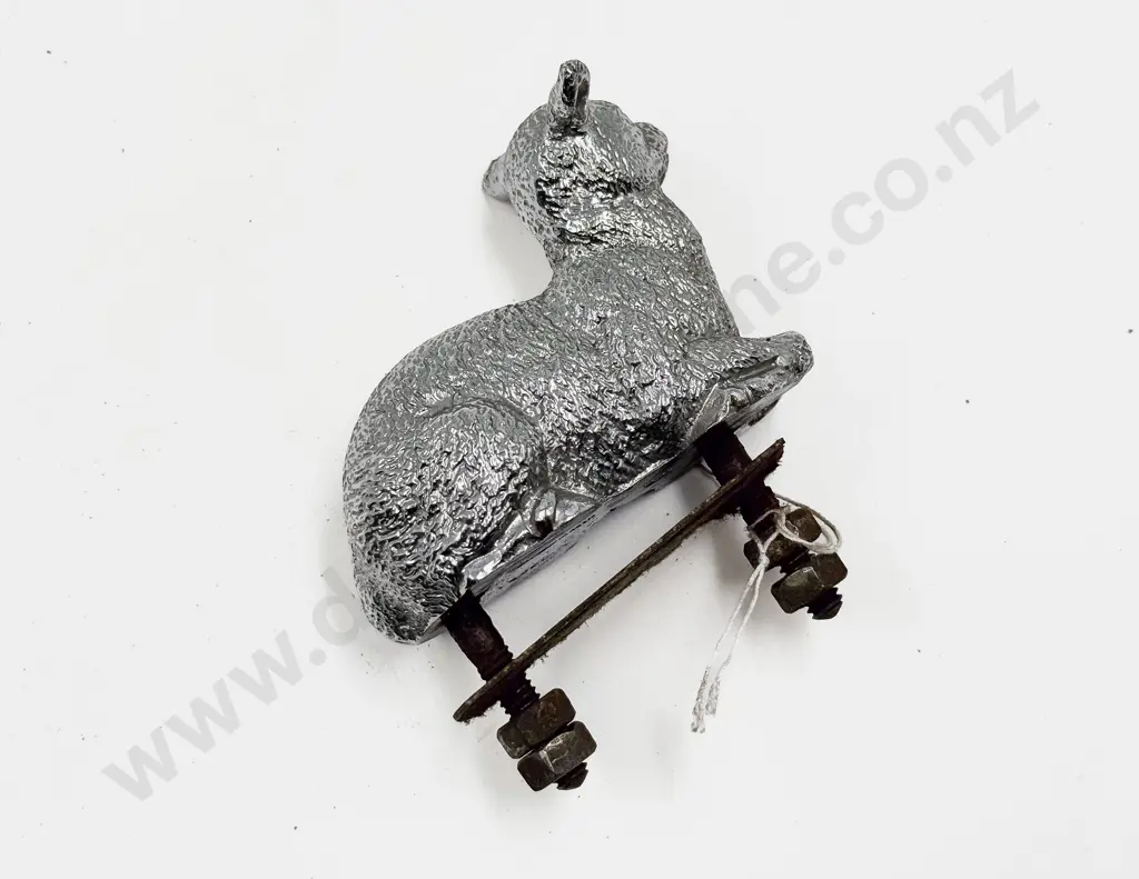 Stamped Le Jeune Vintage Reclining Lamb Chrome Plated Car Mascot Image 1++