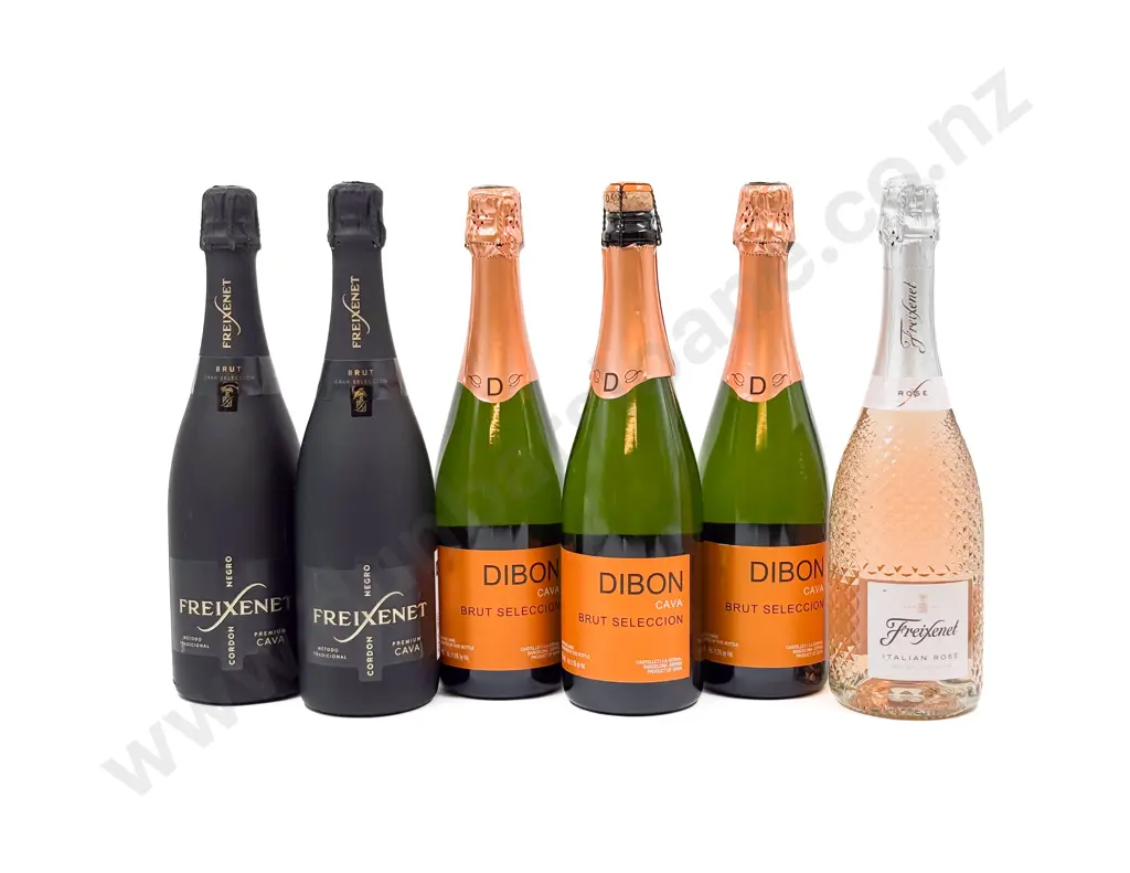 SPAIN & ITALY Six Assorted Sparkling Wines Image 1++