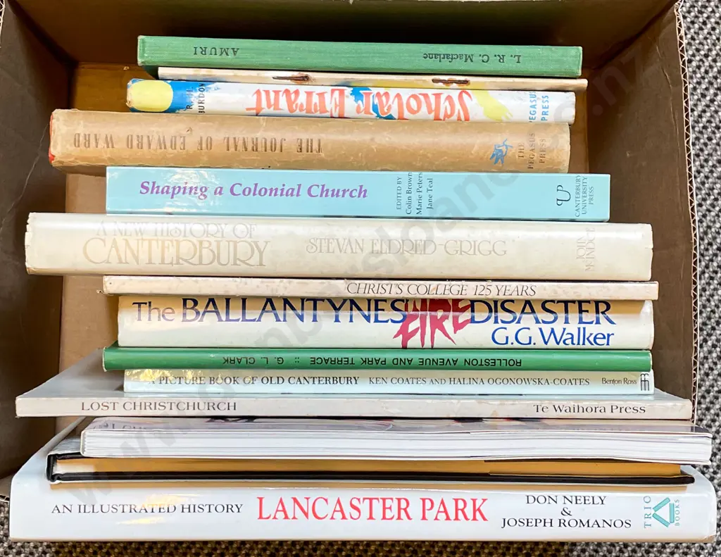 Box Quantity Assorted Books Relating to Christchurch Image 1++