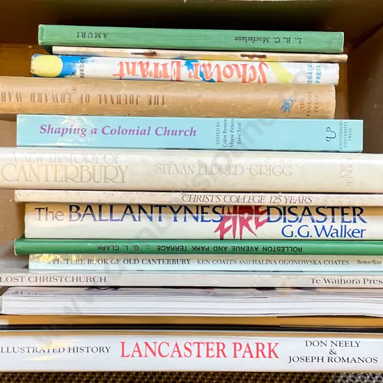 Box Quantity Assorted Books Relating to Christchurch