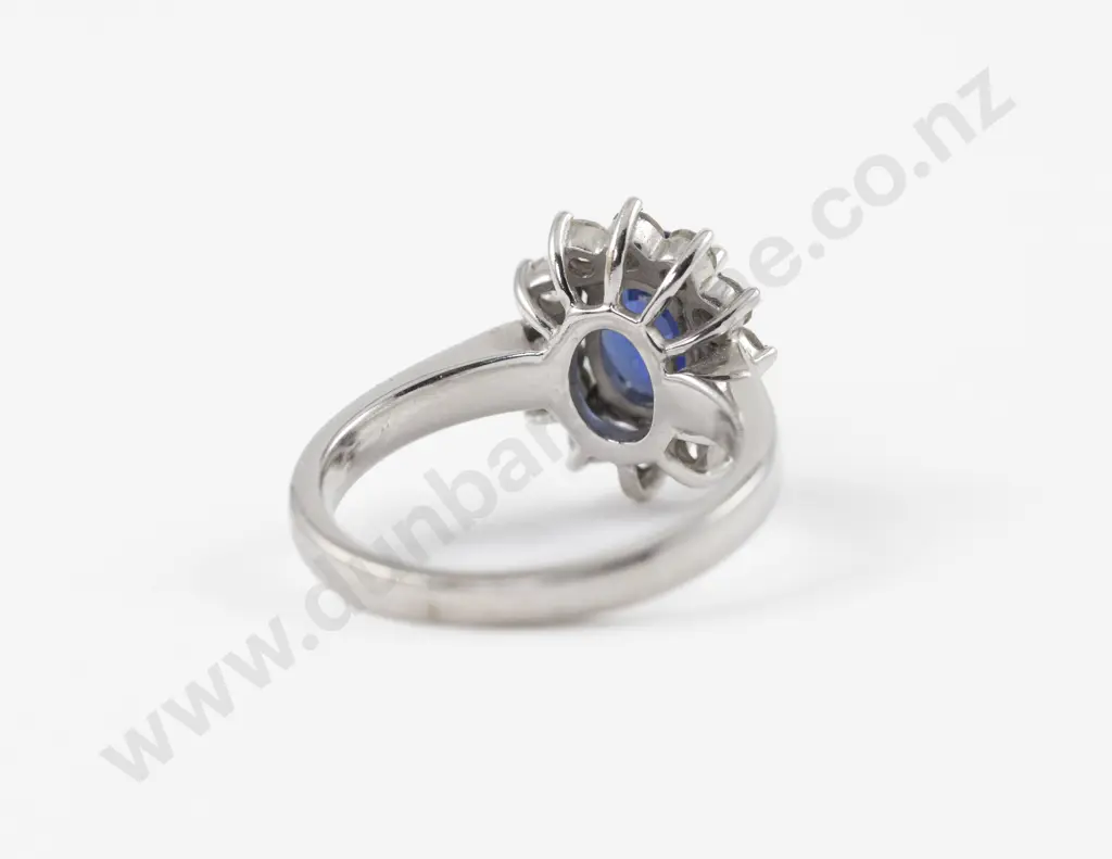 18ct White Gold 13Stone Sapphire and Diamond Cluster Ring Image 1++