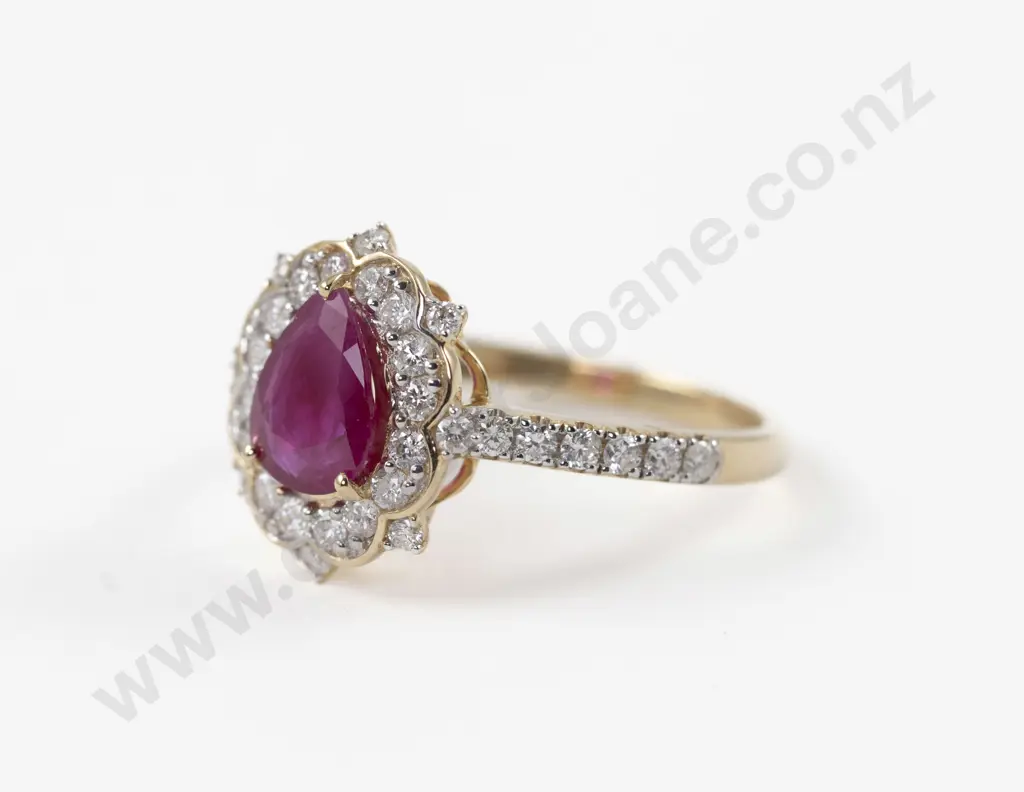 14ct 37Stone Ruby and Diamond Cluster Ring Image 1++