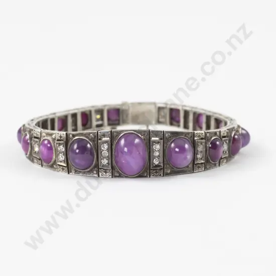 Art Deco S/S Star Ruby and Diamond Bracelet