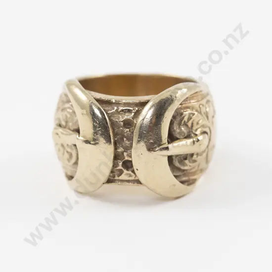 9ct Large Engraved Buckle Band Ring