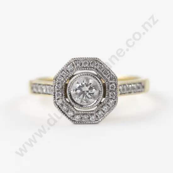 18ct Yellow and White Gold 33Stone Diamond Cluster Ring