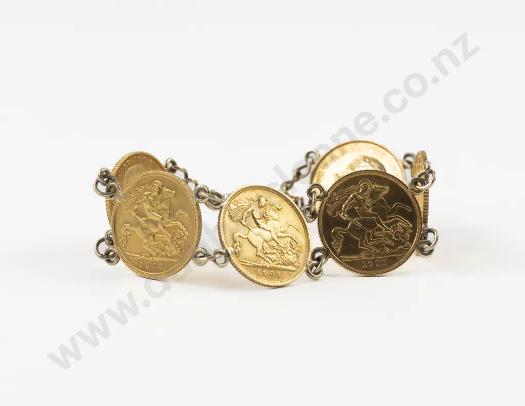 Six Gold Half Sovereign Coin Bracelet Image 1++