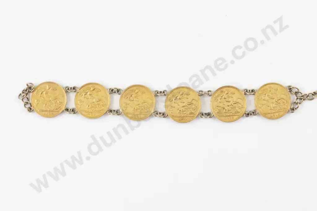 Six Gold Half Sovereign Coin Bracelet Image 1++